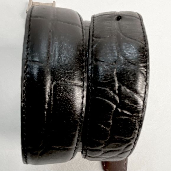 Jos A Bank Black Belt Mens 34 Waist Croc Embossed Leather - Picture 8 of 14